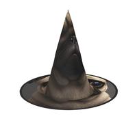 KDKJEDPEAF Cute Pretty Pug Dog Print Halloween Pointy Hat For Women, Magic Hat, Foldable Witch Hatwizard Party Hat For Cosplay Costume & Daily Accessorie