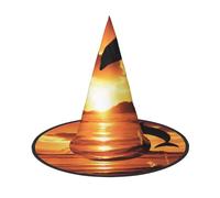 KDKJEDPEAF Dolphin At Dusk Print Halloween Pointy Hat For Women, Magic Hat, Foldable Witch Hatwizard Party Hat For Cosplay Costume & Daily Accessorie