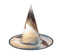 KDKJEDPEAF Funny Animal Dolphin Print Halloween Pointy Hat For Women, Magic Hat, Foldable Witch Hatwizard Party Hat For Cosplay Costume & Daily Accessorie