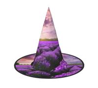 KDKJEDPEAF Lavender Fields Print Halloween Pointy Hat For Women, Magic Hat, Foldable Witch Hatwizard Party Hat For Cosplay Costume & Daily Accessorie