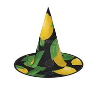 KDKJEDPEAF Lemon Fruit Print Halloween Pointy Hat For Women, Magic Hat, Foldable Witch Hatwizard Party Hat For Cosplay Costume & Daily Accessorie