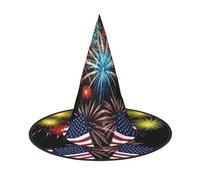 KDKJEDPEAF Lndependence Day America Flag Fireworks Print Halloween Pointy Hat For Women, Magic Hat, Foldable Witch Hatwizard Party Hat For Cosplay Costume & Daily Accessorie