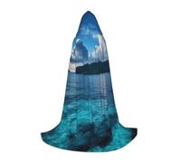 KDKJEDPEAF Long Hooded Cape For Teen Beautiful View Of The Sea Floor Length Hooded Cape Halloween Cosplay Costume