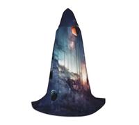 KDKJEDPEAF Long Hooded Cape For Teen Galaxy System Floor Length Hooded Cape Halloween Cosplay Costume