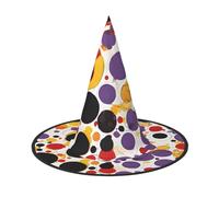KDKJEDPEAF Mid Century Modern Retro Print Halloween Pointy Hat For Women, Magic Hat, Foldable Witch Hatwizard Party Hat For Cosplay Costume & Daily Accessorie