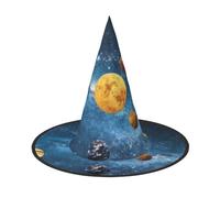 KDKJEDPEAF Milky Way Image Print Halloween Pointy Hat For Women, Magic Hat, Foldable Witch Hatwizard Party Hat For Cosplay Costume & Daily Accessorie