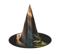 KDKJEDPEAF Morning Sunlight In Wilderness Print Halloween Pointy Hat For Women, Magic Hat, Foldable Witch Hatwizard Party Hat For Cosplay Costume & Daily Accessorie