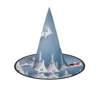 KDKJEDPEAF Santa Claus Print Halloween Pointy Hat For Women, Magic Hat, Foldable Witch Hatwizard Party Hat For Cosplay Costume & Daily Accessorie