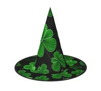 KDKJEDPEAF St Patricks Day Leaves Print Halloween Pointy Hat For Women, Magic Hat, Foldable Witch Hatwizard Party Hat For Cosplay Costume & Daily Accessorie