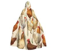 KDKJEDPEAF Unisex Adult Halloween Hooded Cloak - Witch/Wizard Oversize Hood Robe, A Brood Of Chickens Print Cosplay Costume