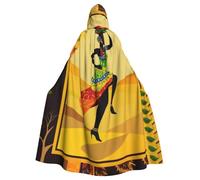 KDKJEDPEAF Unisex Adult Halloween Hooded Cloak - Witch/Wizard Oversize Hood Robe, African Woman Print Cosplay Costume