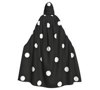 KDKJEDPEAF Unisex Adult Halloween Hooded Cloak - Witch/Wizard Oversize Hood Robe, Black And White Polka Dot Print Cosplay Costume
