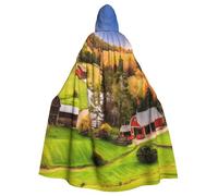 KDKJEDPEAF Unisex Adult Halloween Hooded Cloak - Witch/Wizard Oversize Hood Robe, Country Farm Print Cosplay Costume