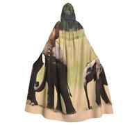 KDKJEDPEAF Unisex Adult Halloween Hooded Cloak - Witch/Wizard Oversize Hood Robe, Elephant Family Print Cosplay Costume