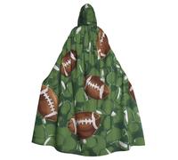 KDKJEDPEAF Unisex Adult Halloween Hooded Cloak - Witch/Wizard Oversize Hood Robe, Football Green Print Cosplay Costume