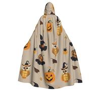KDKJEDPEAF Unisex Adult Halloween Hooded Cloak - Witch/Wizard Oversize Hood Robe, Halloween Pumpkin And Owl Print Cosplay Costume