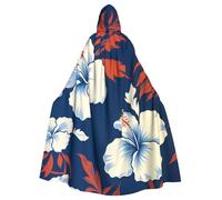 KDKJEDPEAF Unisex Adult Halloween Hooded Cloak - Witch/Wizard Oversize Hood Robe, Hawaii Flower Print Cosplay Costume