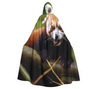 KDKJEDPEAF Unisex Adult Halloween Hooded Cloak - Witch/Wizard Oversize Hood Robe, Little Red Panda Print Cosplay Costume
