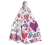 KDKJEDPEAF Unisex Adult Halloween Hooded Cloak - Witch/Wizard Oversize Hood Robe, Lovely Hearts Print Cosplay Costume