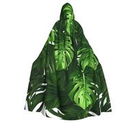 KDKJEDPEAF Unisex Adult Halloween Hooded Cloak - Witch/Wizard Oversize Hood Robe, Monstera Deliciosa Banana Palm Print Cosplay Costume