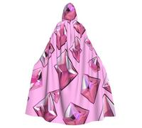KDKJEDPEAF Unisex Adult Halloween Hooded Cloak - Witch/Wizard Oversize Hood Robe, Pink Diamond Pattern Print Cosplay Costume