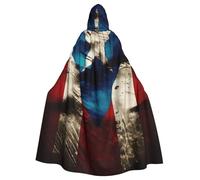 KDKJEDPEAF Unisex Adult Halloween Hooded Cloak - Witch/Wizard Oversize Hood Robe, Puerto Rico Flag Print Cosplay Costume