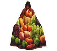 KDKJEDPEAF Unisex Adult Halloween Hooded Cloak - Witch/Wizard Oversize Hood Robe, Variety Fresh Vegetables Fruits Print Cosplay Costume