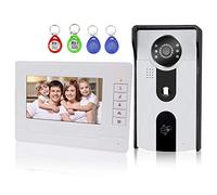 KDL 7” Video Doorbell Door Phone Intercom System RFID Access Control with Two-Way Audio/IR Night Vision/Multi Ring/Color HD Camera Monitor for Home Security (1 Monitor)