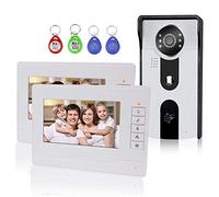 KDL 7” Video Doorbell Door Phone Intercom System RFID Access Control with Two-Way Audio/IR Night Vision/Multi Ring/Color HD Camera Monitor for Home Security (2 Monitors)