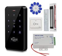 KDL IP68 Waterproof RFID Card Door Access Control System Kit Outdoor Use Keypad, DC12V Power Supply Transformer, 180kg/350lbs Holding Force Magnetic Lock with Door Release Switch, 125khZ Cards Keyfobs
