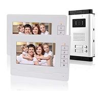 KDL Wired 7 Inch Video Doorbell Phone System 2 Monitors with 1 Outdoor Camera with Two Call Buttons, IR Night Vision, Audio for Multiple Apartments/Families
