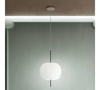 kdln Kushi hanging light, black/white, Ø 33 cm, glass