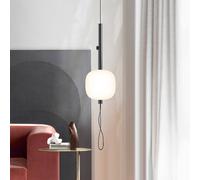 kdln Motus LED hanging light, black/white, Ø 24 cm, glass