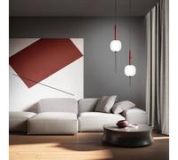 kdln Motus LED hanging light, red/white, Ø 24 cm, glass