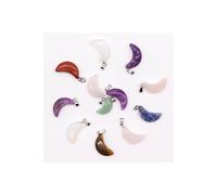 KDMD 12 Assorted Gemstone Moon Pendants 20x13mm for Jewelry & Crafts KDMD Multicolor One Size