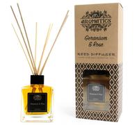 KDMD 200ml Geranium & Rose Essential Oil Reed Diffuser in Black KDMD Black