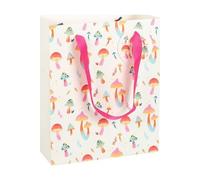 KDMD 23cm Medium Funky Fungi Mushroom Print Gift Bag in White KDMD White