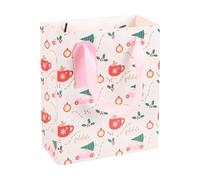KDMD 23cm Medium Sugarplum Fun Christmas Print Gift Bag in Cream KDMD Cream