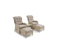 KDMD 5 Piece Beige Recliner Outdoor Rattan Chair & Table Set KDMD Beige