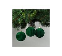KDMD 8cm Green Velvet Watermelon Baubles Set of 6 KDMD Green