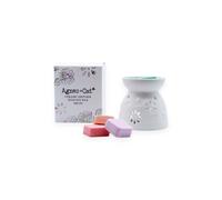 KDMD Agnes & Cat Ceramic Wax Melter with 4 Soy Melts - Home Fragrance in White KDMD White