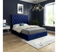 KDMD Alma Upholstered Soft Velvet Blue Bed Frame | Size: Double KDMD Blue Double