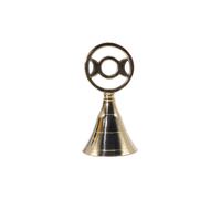 KDMD Altar Brass Bell with Triple Moon Symbol -Handmade Ritual Bell, 10.5cm in Gold KDMD Gold