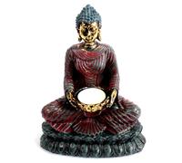 KDMD Antique Buddha - Devotee Candle Holder in Red KDMD Red