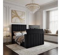 KDMD Argyll Upholstered Soft Velvet Line Black Tv Bespoke Bed Frame | Size: Double KDMD Black Double