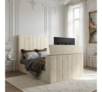 KDMD Argyll Upholstered Soft Velvet Line Cream Tv Bespoke Bed Frame | Size: Single KDMD Cream Single