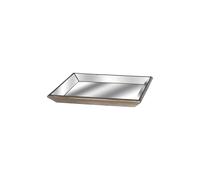 KDMD Astor Distressed Mirrored Square Tray with Wooden Detailing in Silver KDMD Silver