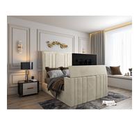 KDMD Atom Upholstered Soft Velvet Cream Tv Bespoke Bed Frame | Size: Super King KDMD Cream Super King