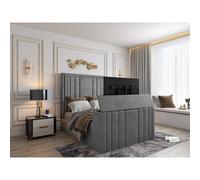 KDMD Atom Upholstered Soft Velvet Grey Tv Bespoke Bed Frame | Size: Single KDMD Grey Single
