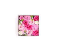KDMD Baby Square Gift Box with Soap Flowers & Pink Roses